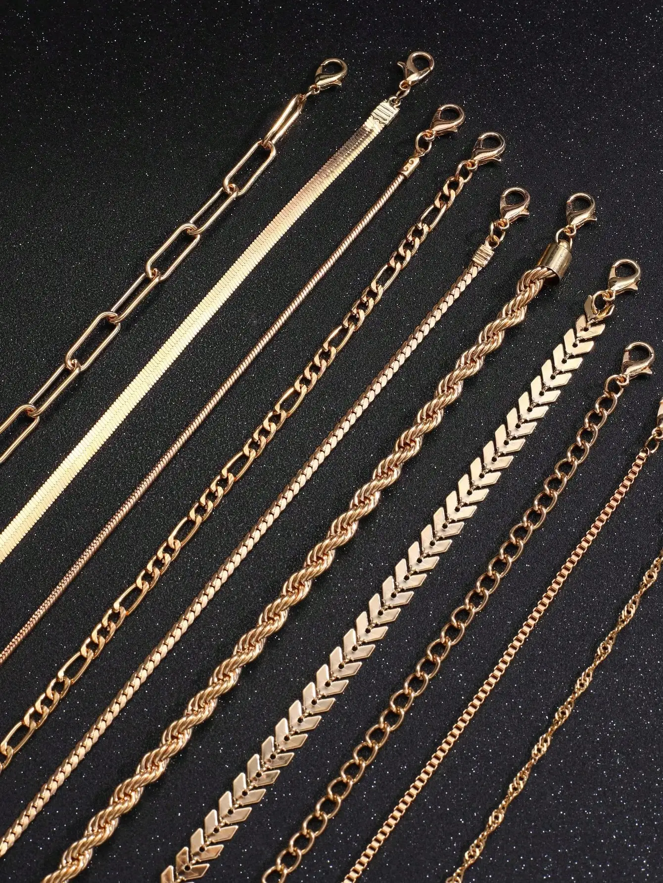 10 قطع من مجموعة أساور سلسلة ذهبية عادية للسيدات بتصميم كاجوال عتيق، مناسبة للارتداء اليومي للنساء، يمكن طبقاتها، مثالية لهدايا العطلات ومتعددة الاستخدامات لجميع المواسم