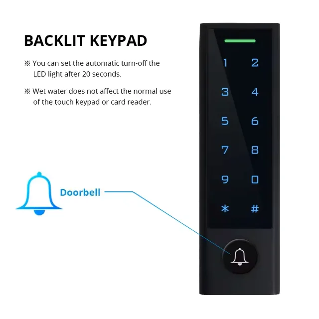 Tuya wifi Outdoor IP66 Black Plastic Shell  Fingerprint Access Control With Password And RFID Card Reader Function 6