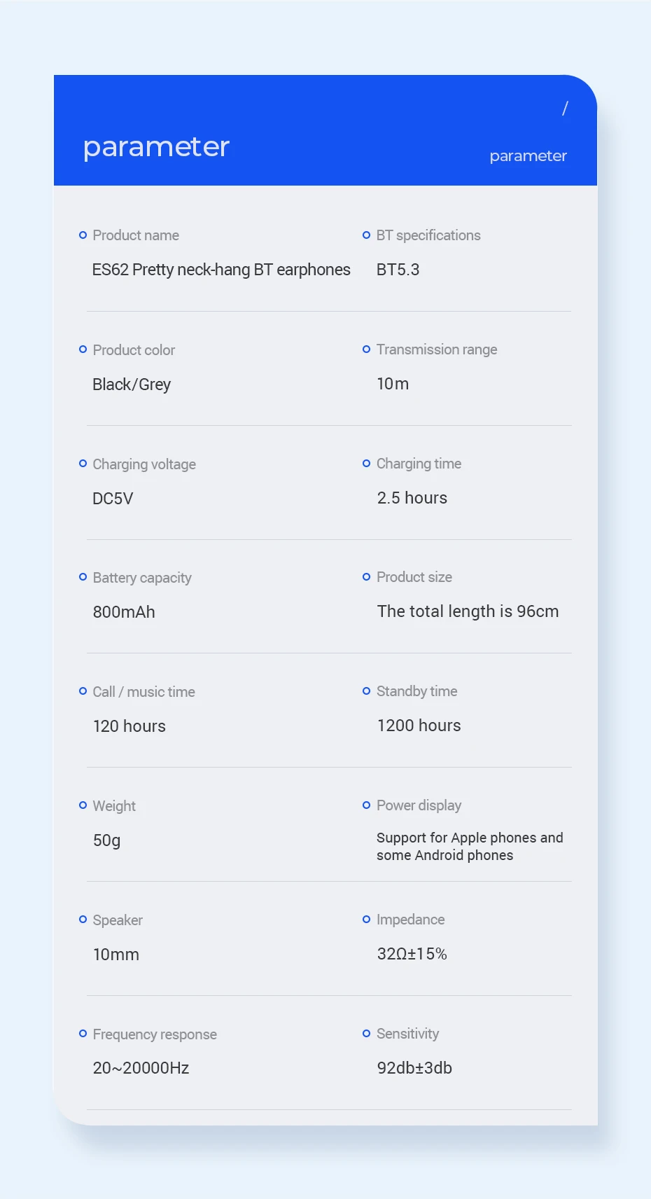 HOCO ES62 Bluetooth 5.3 Sports Neckband Earphones