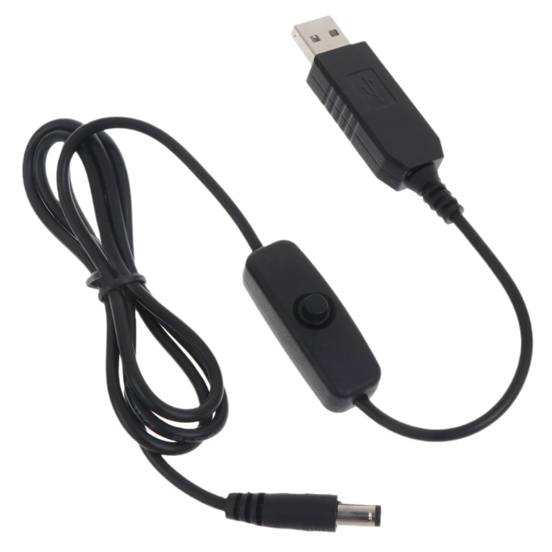 USB DC 5V To 12V 2.1x5.5mm 5.5*2.1mm Right Angle Male Step Up Adapter Cable power supply cord For LED Light Router Speaker
