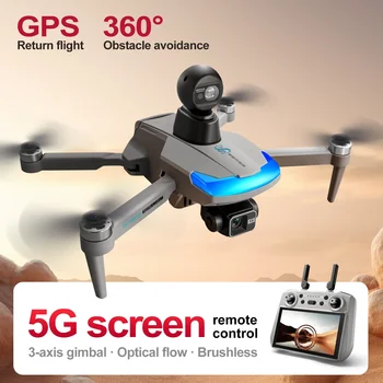 NUOVO S185 GPS Rc Drone 5G 3-Axis Gimbal 8K HD Fotografia aerea Doppia fotocamera Omnidirezionale per evitare ostacoli Drone con schermo