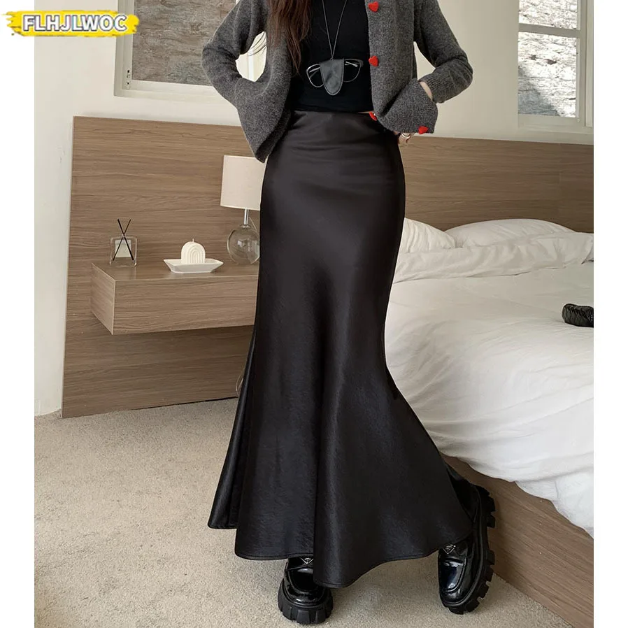 2025 Latest Korean Style Bright Mermaid Skirt Perfect for Slimming Shaping Woman Autumn Spring High Waist Sexy Long Maxi Skirts 4