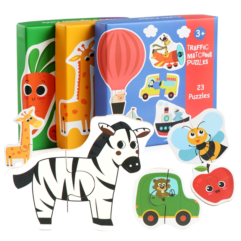 Jigsaw puzzles Children gifts kids wooden jigsaw matching puzzle game baby early learning cognition animal fruit traffic educational toys