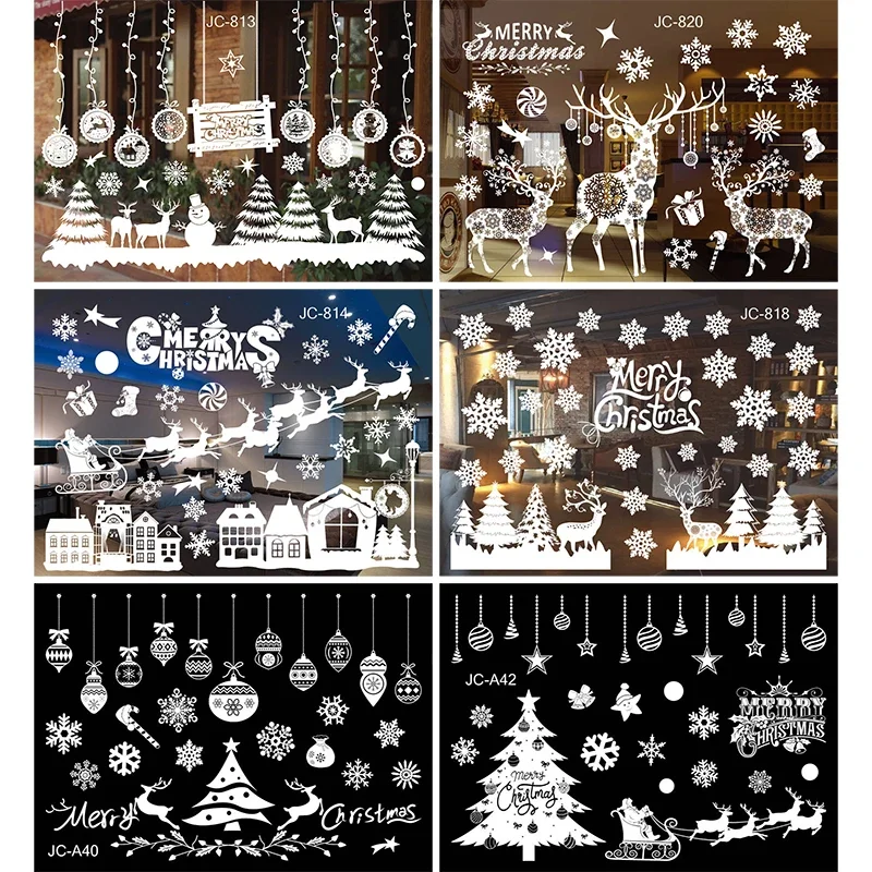 Christmas Window Stickers Christmas Wall Sticker Room Wall Decals Merry Decors For Home New Year Stickers 2025