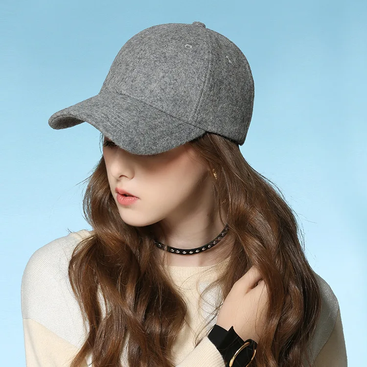Women Baseball Cap Autumn and Winter Thickened Keep Warm Fashion Trucker Cap Solid Color