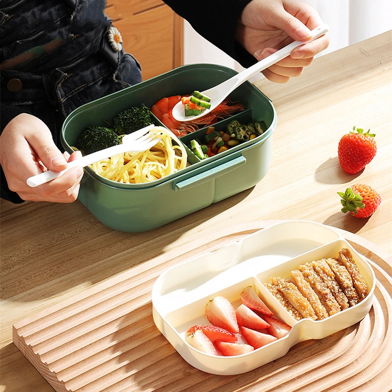 New Portable Lunch Box 2 Layer Grid Children Bento Box Leakproof