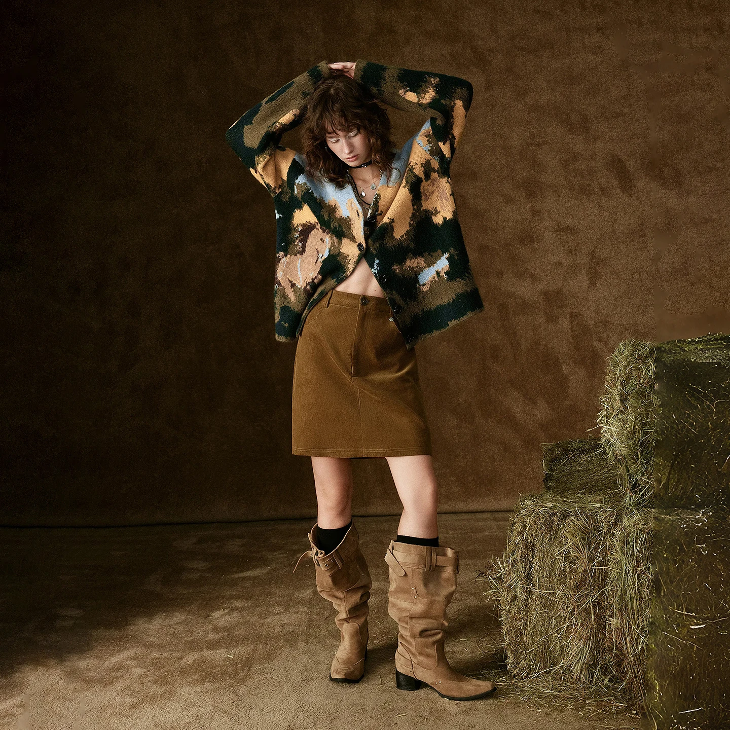 TOYOUTH معاطف نسائية محبوكة 2025 شتاء جديد الحصان...