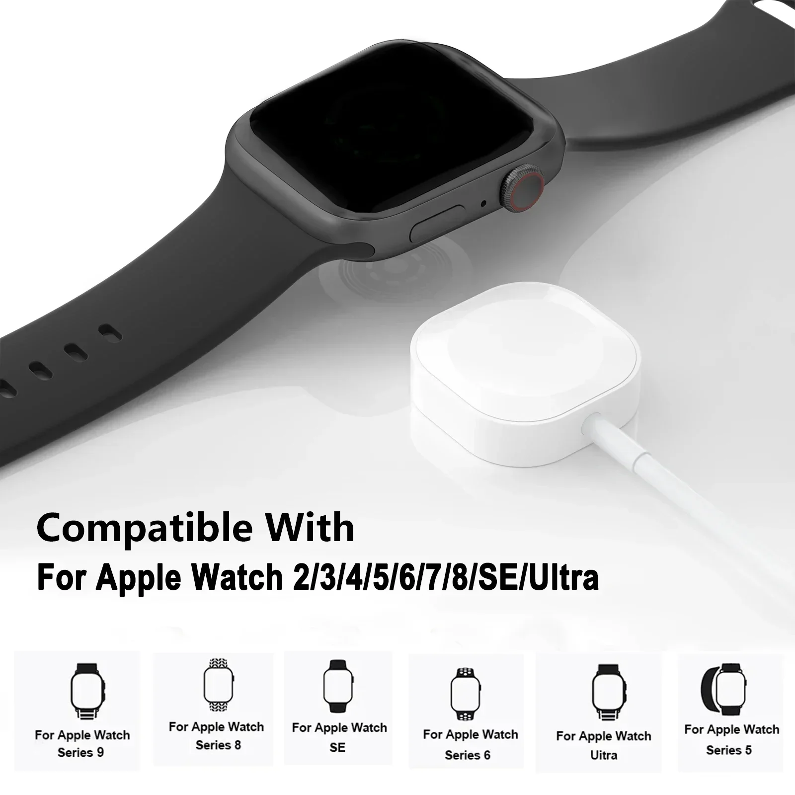 애플 워치용 휴대용 무선 충전 케이블, 마그네틱 충전기, iWatch 시리즈 울트라, 8, 7, 6, SE, SE2, 5, 4, 3, 2/1 용