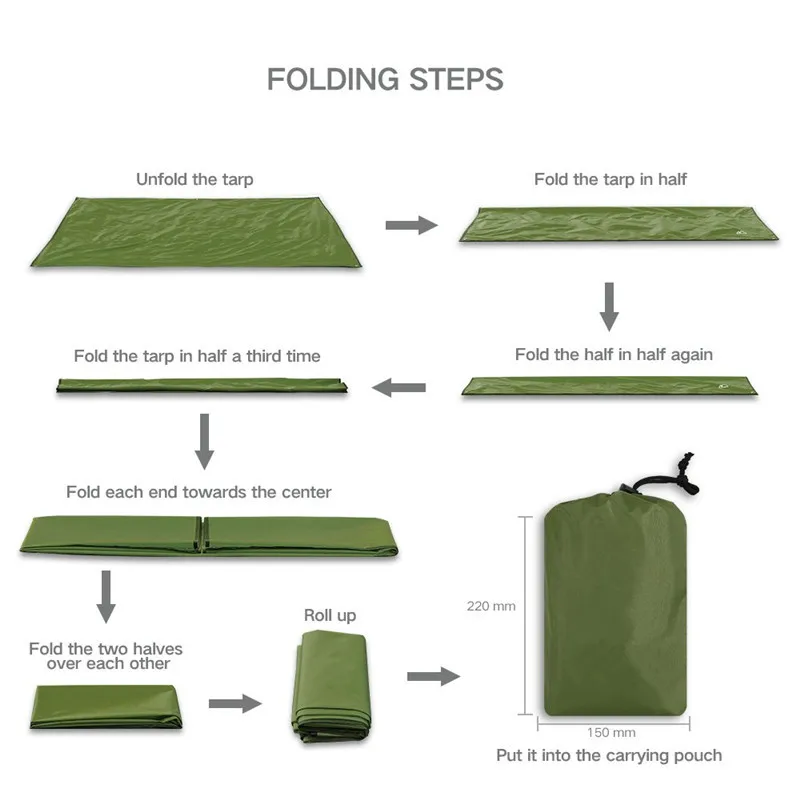 Waterproof Tarp Hammock Rain Fly Tent 10 X 10 FT Large UV Protection Lightweight Ripstop Nylon Picnic Mat