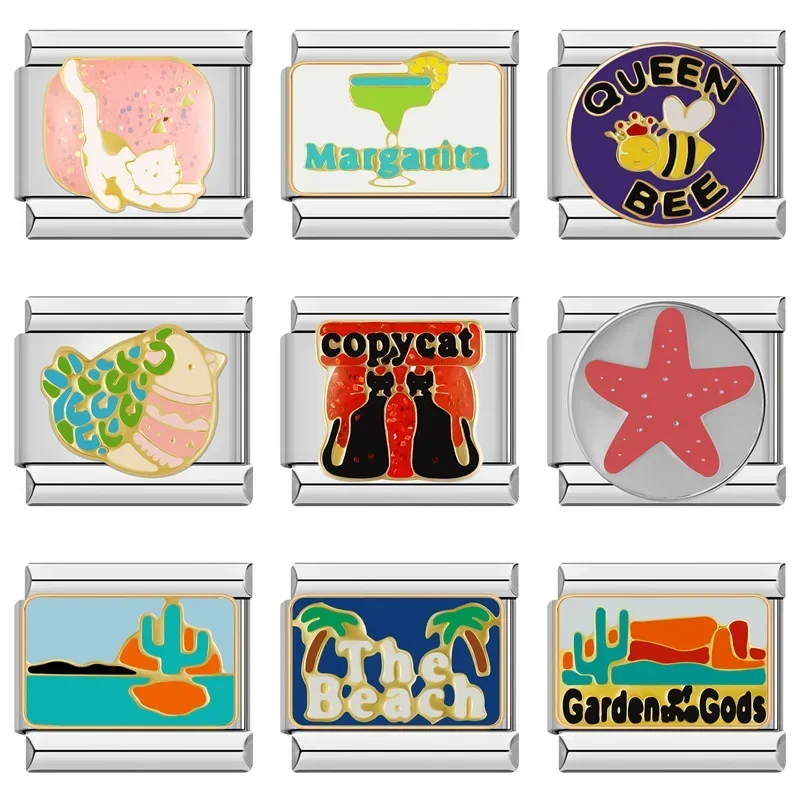 Hapiship 2023 Fashion Queen Bee Round Star Birds Charm Collegamenti Italiani Fit 9Mm Bracciale In Acciaio Inossidabile Che Fa Gioielli Fai Da Te Dj738