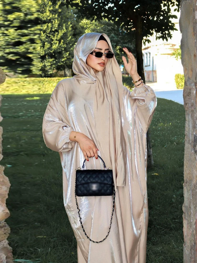 Eid 무슬림 실키 후디 여성용, 원피스 모로코 라마단 카프탄 아바야, 우아한 카프탄 이슬람 가디건, 두바이 아랍 롱 로브