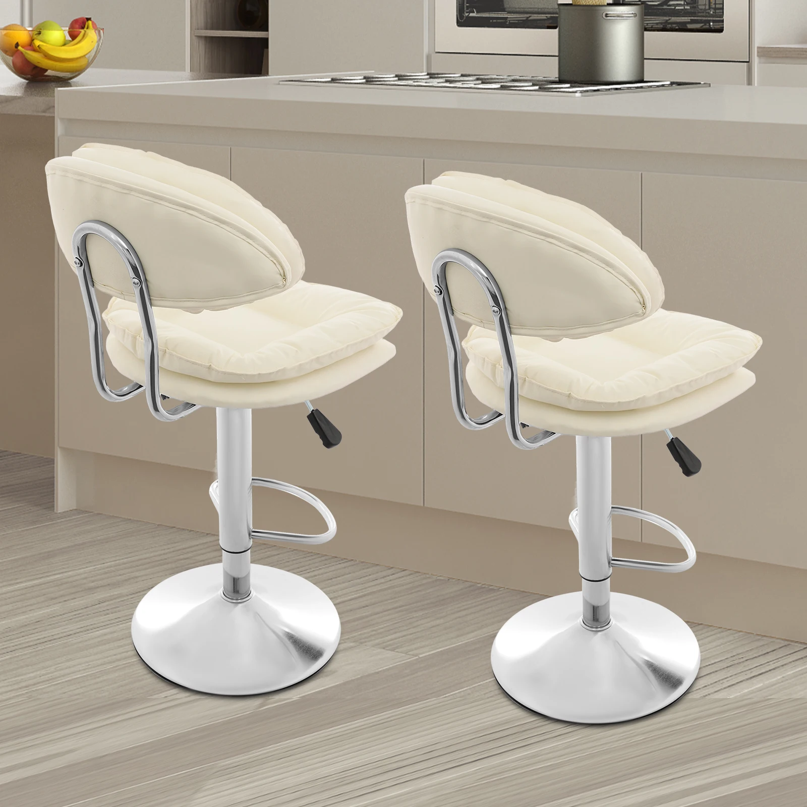 2 Stück freistehende Barhocker, höhenverstellbarer Barhocker 360 ° Drehbarer Stuhl für das Esszimmer – Detail 3