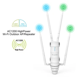Wavlink High Power Outdoor Wireless WiFi Repeater & Router with Dual Band Long Range Extender - JP plug (4 Antennas AC1200)