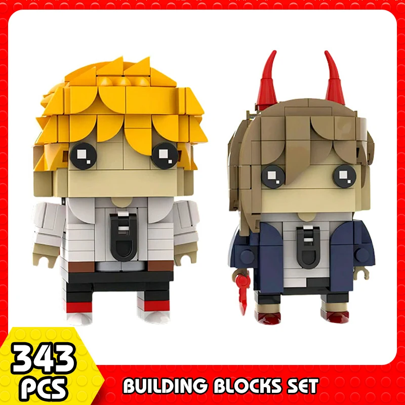 

Фигурки героев аниме Moc Chainsawed Man Denjis and потатас Brickheadz, строительные блоки, Разминированные кирпичи, игрушки, подарок на Рождество
