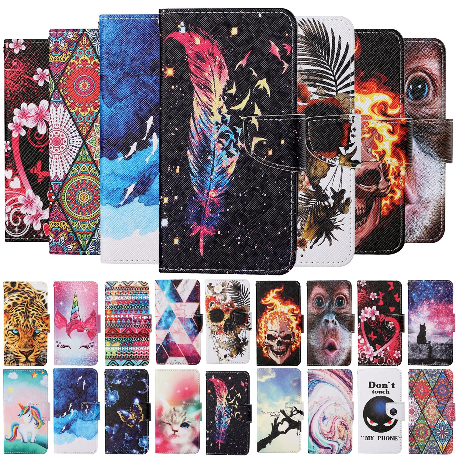For Samsung Galaxy A52 Phone Case Cute Animal Leather Flip Stand Case