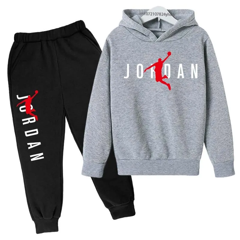 Kids Simple Letter Print 2pcs Hoodie+Pants Tracksuits 3-13 Years Boys Girls Spring Autumn Outfits Streetwears Children Clothes 5