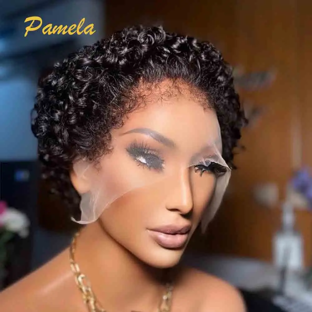 Kinky Edges Natural Hairline Wig Wear and Go Glueless Curly Bob 13x4 Transparent Lace Front Human Hair Wigs With Curly Bady Hair