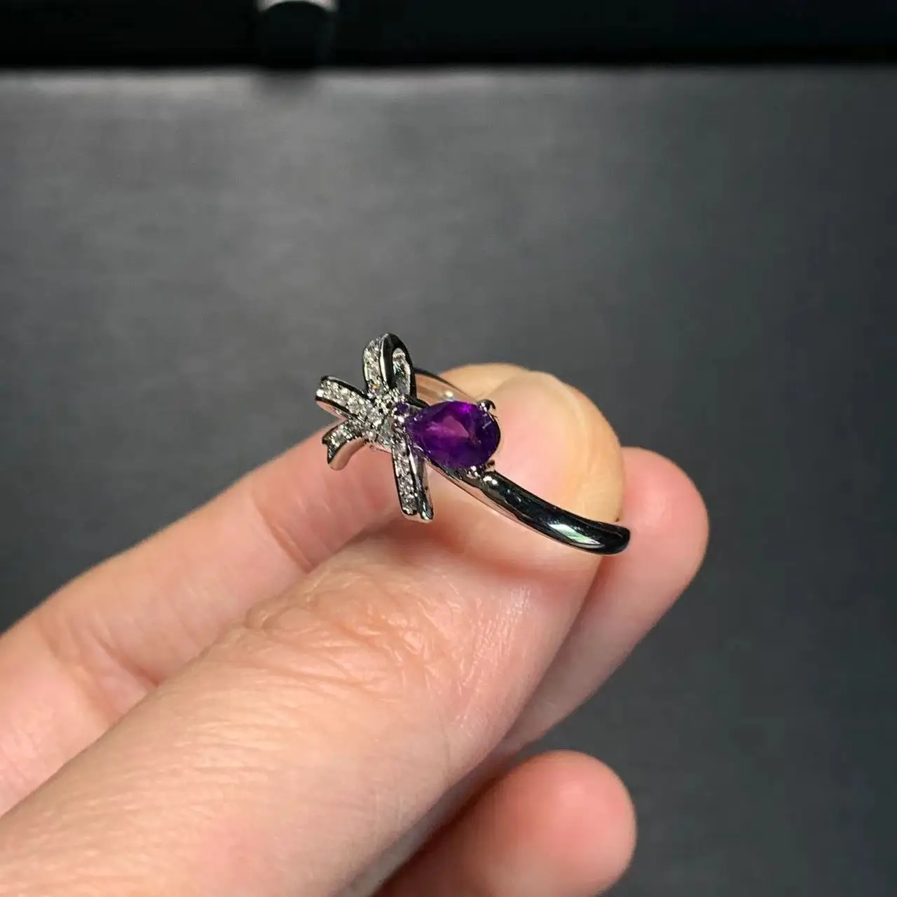 Natural Amethyst Ring Stone Female Handmade Rings Jewelry for Women Gift Purple Flower