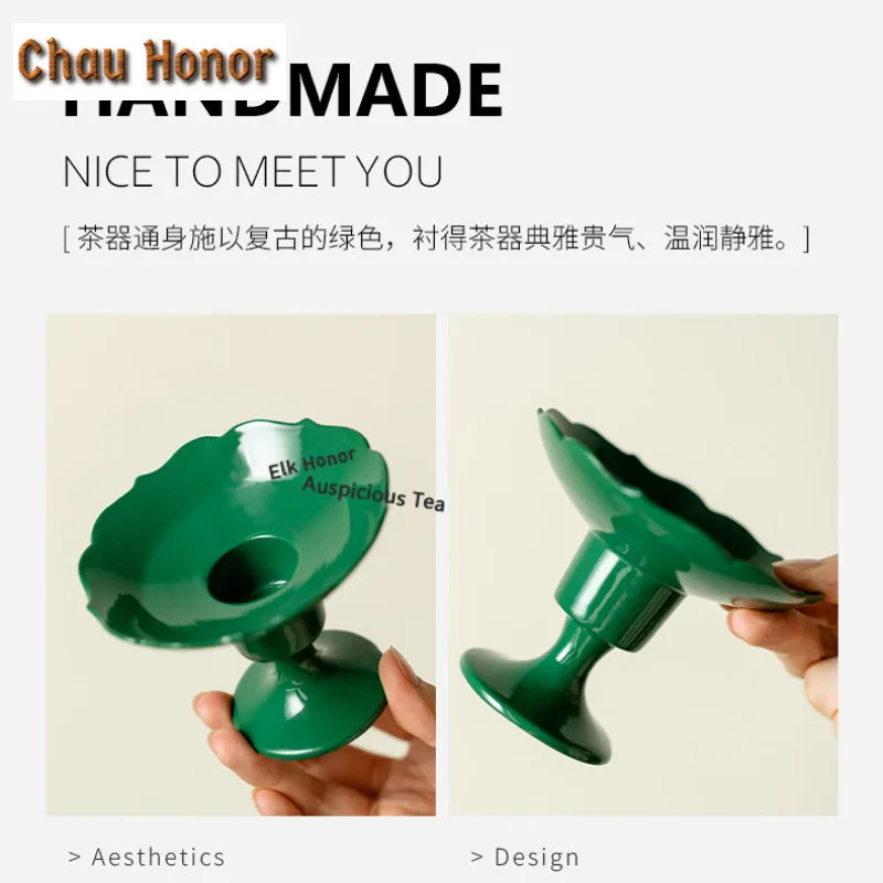 Emerald Green Ceramic Incense Holder Water Fountain Decoration Incense Burners Aromatherapy Censer Teaware Supplies Decoration