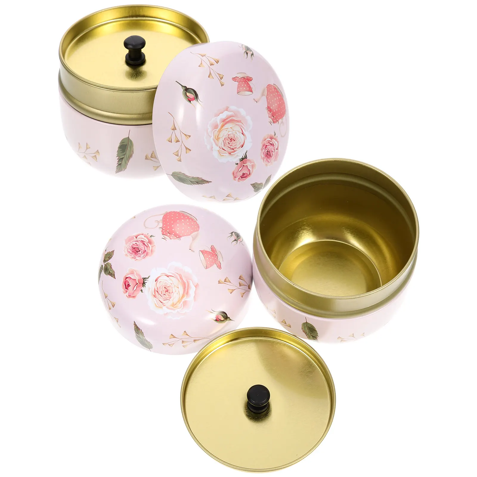 2pcs Tinplate Jars 튼튼한 저장 용기 먼지 방지 차 향기로운 루스 파우더 상자 가정용 선물