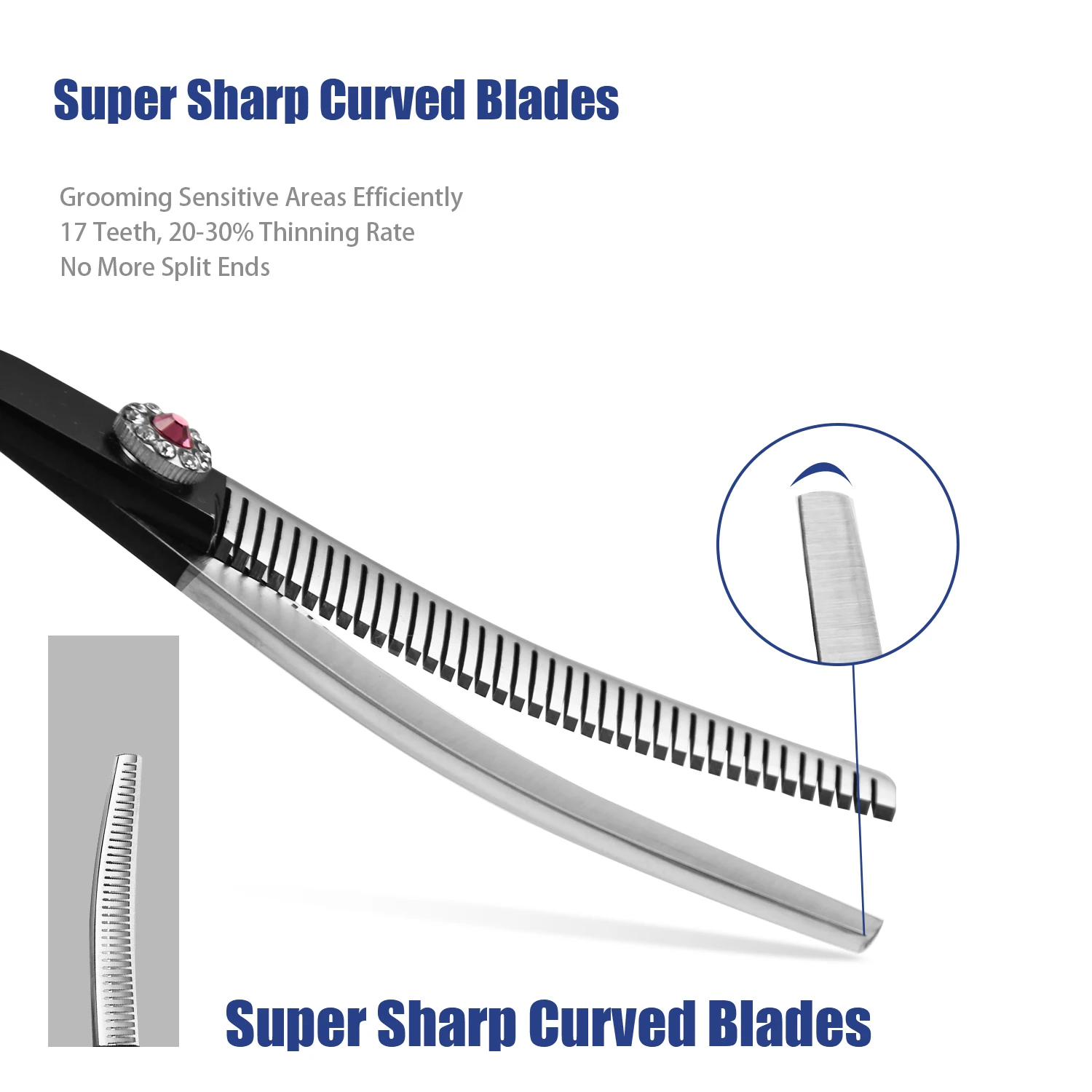 Dog Grooming Scissors Dog Grooming Scissors Kit Pet Grooming Scissors Curved Thinning Shear Dog Hair Chunker and Thinning Scissor Black Stainless Steel Pet Shear