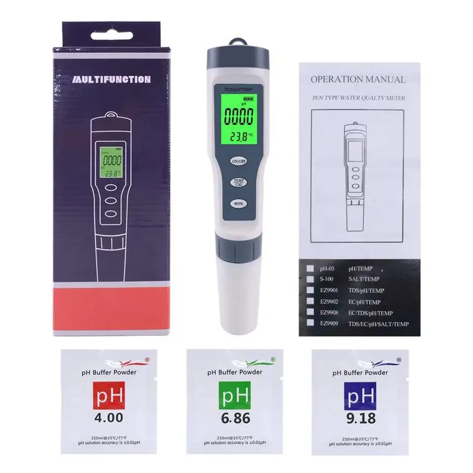 휴대용 식수 수족관 수질 테스트 계량기, PH, TDS, TEMP 테스터 펜, 3 in 1