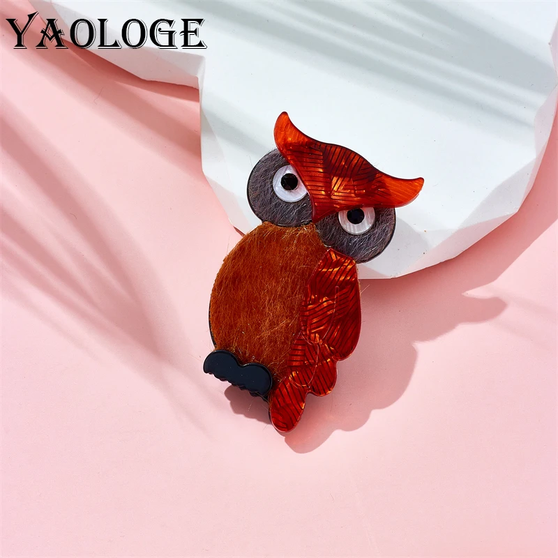 

YAOLOGE Acrylic Cartoon Brown Owl Brooches For Unisex Kids Pins Badge Accessories Lovely Fashion Christmas Gifts Jewelry Брошь