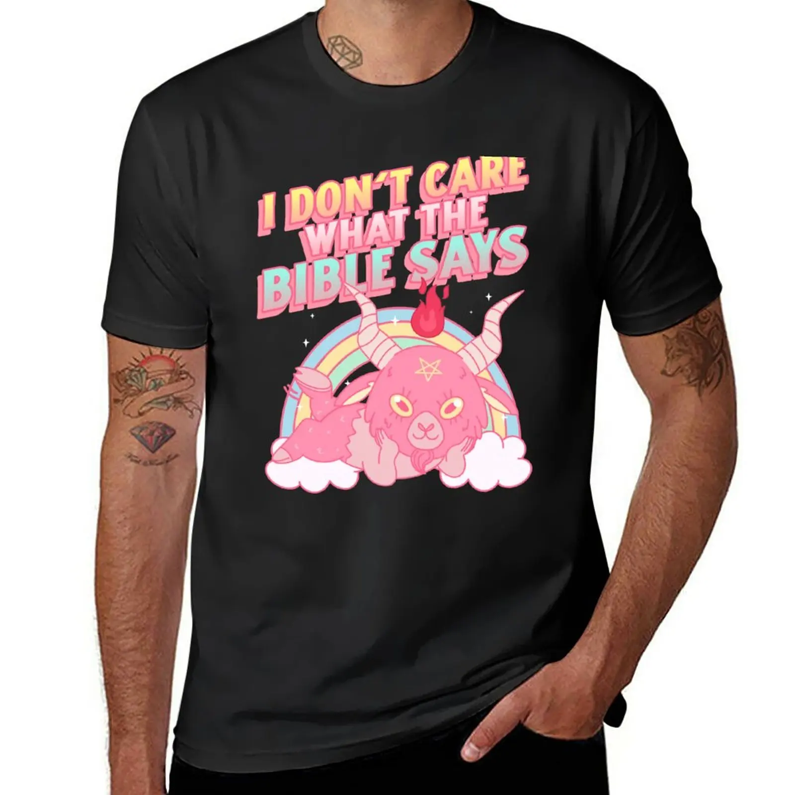 

I don't care what the bible says T-Shirt boys animal print Short sleeve tee vintage t shirt men