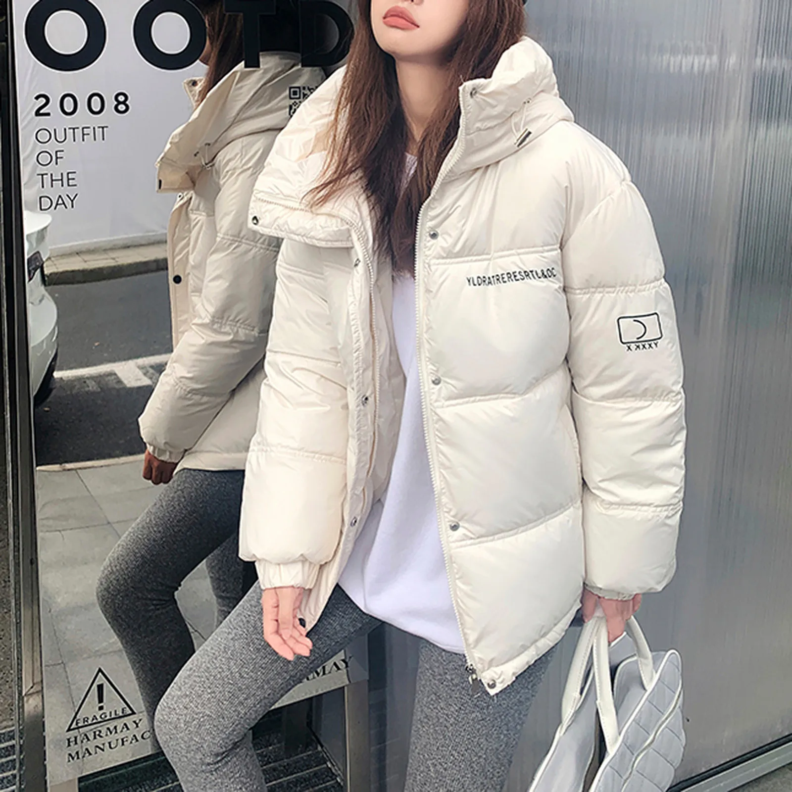 

Elegant Zipper Jacket Female Down Coats Down-Cotton Outwear Fashion Padded Versatile Thick Warm Women Winter Parkas Plus Size