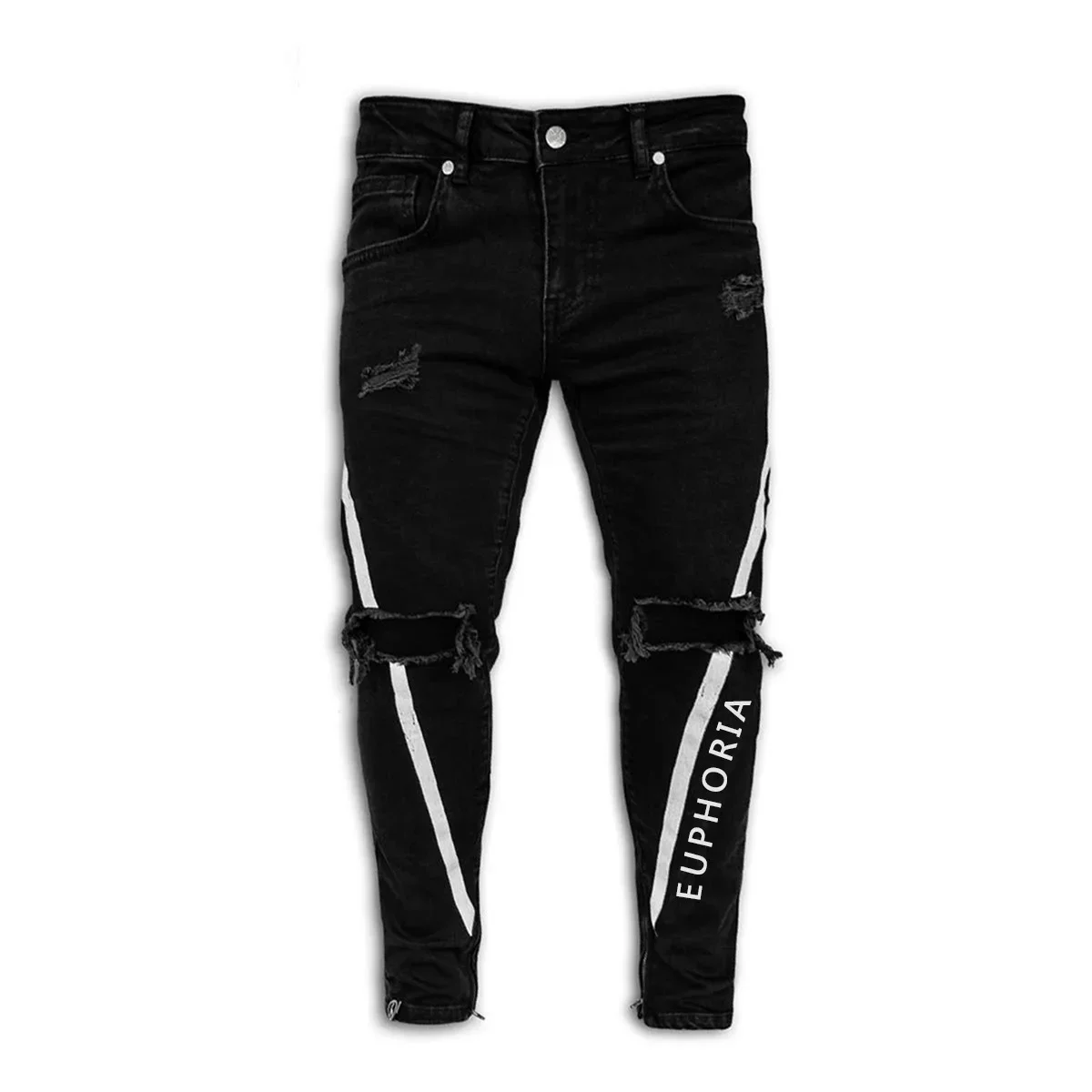 Ripped Hole Jeans for Men Hip Hop Cargo Pant Distressed Light Blue Denim Jeans Skinny Men Clothing Full Length Autumn Trousers 5