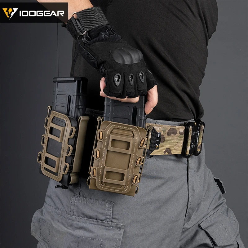 IDOGEAR 5.56mm 7.62mm Fast Mag Pouch Tactical Magazine Pouches Molle Belt Fast Attach Carrier Soft Shell Rifle Mag Carrier