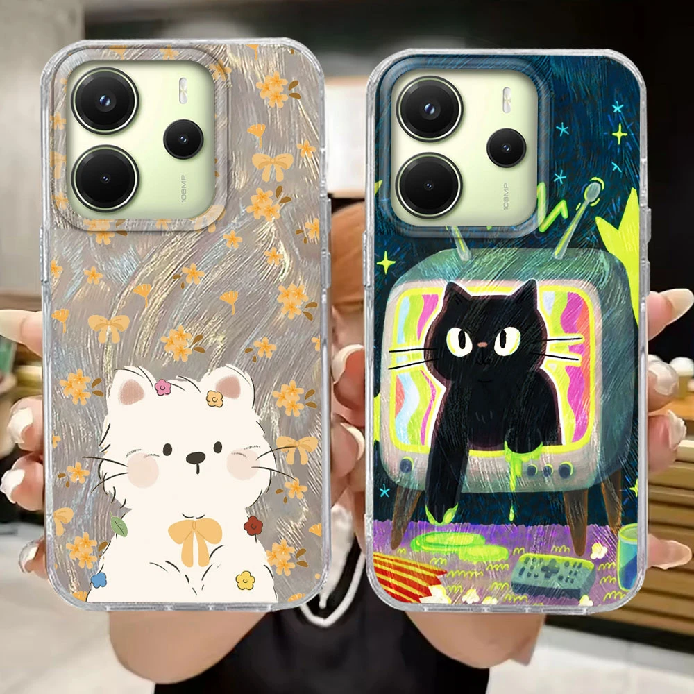 Chic Cartoon Black TV Cat Phone Case