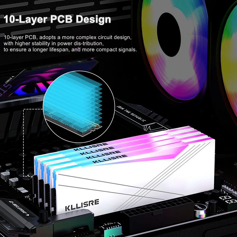 Kllisre ram Memória DDR4 8GB 16GB RGB Memory 3200MHz 1.35V desktop