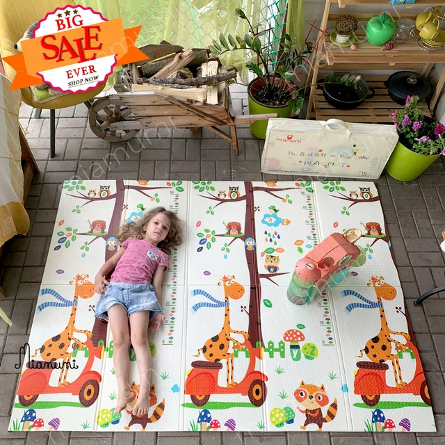Miamumi Foldable Baby Floor Play Mat Children's Carpet Kids Sport Rug Activity Foam Puzzle Dinosaur Bear Fox Crawling Pad Safety 1