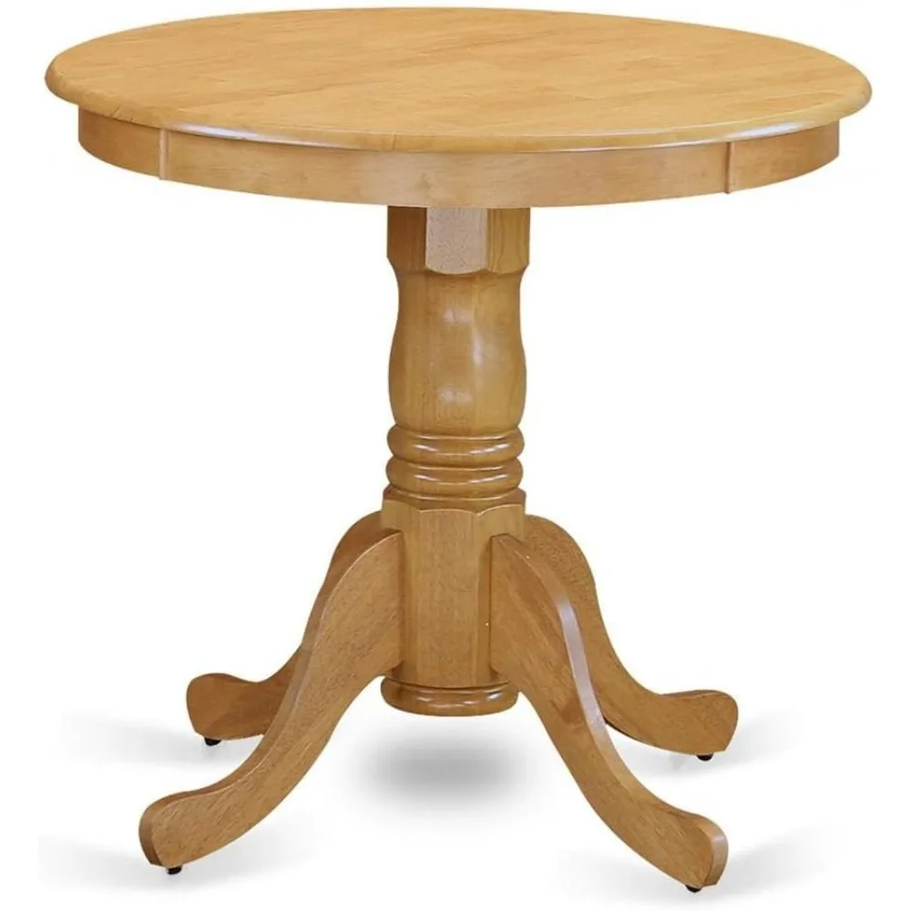 Eden Kitchen Table - a Round Dining Table Top with Pedestal Base, 30x30 Inch, Mahogany & Linen White 6