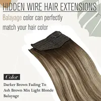 VeSunny ligne de poisson fil d'extension de cheveux humains cheveux naturels une pièce fil Invisible trame de cheveux avec 2 Clips blond doux Remy cheveux 2
