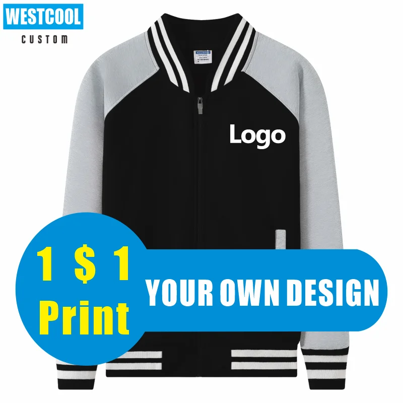 WESTCOOL Zipper Baseball Uniform Custom Logo Personal Design Jacket Embroidery Autumn Winter 8 Colors Men And Women Coat New [fila] f logo baseball cap fs3cpc5203x ina