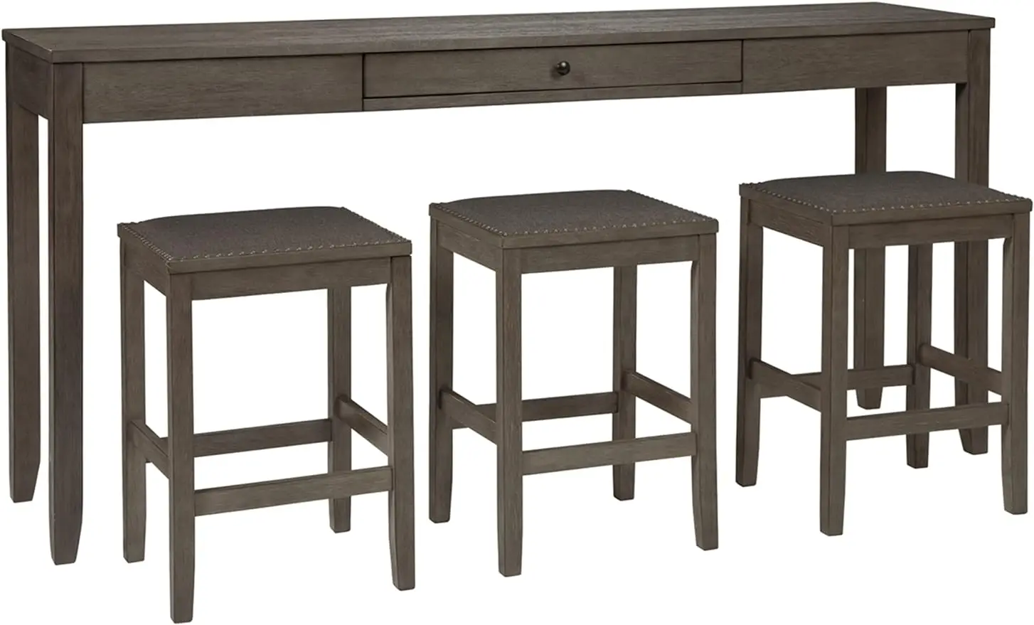 

Signature Design by Ashley Rokane Urban Farmhouse Counter Height Dining Room Table Set with 3 Bar Stools, Brown