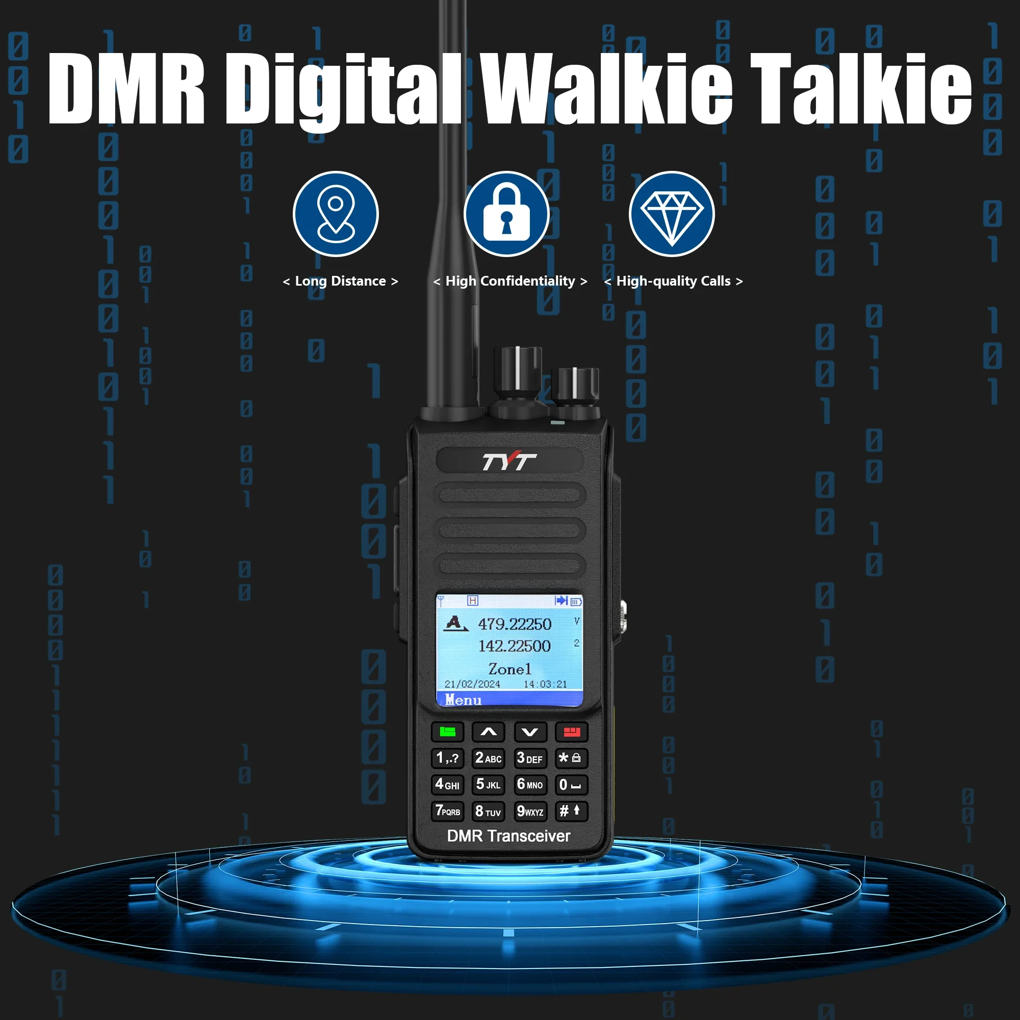TYT MD-UV390 Plus Walkie Talkie 3600mAh 10W Type-C Charging GPS AES256 Encryption IP67 Waterproof DMR Digital Radio MD-UV390 390 3