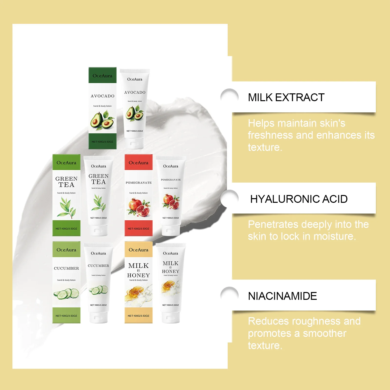 OCEAURA Body Lotion Series - Gentle Nourishment for Full Body, Hydrating & Moisturizing, Refreshing, Daily Massage Care