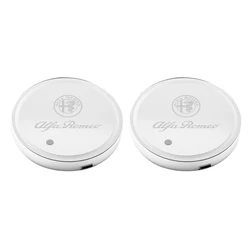 LED Atmosphere Light Car Coaster Pad - Colorful Hubcap Design (2Pcs Alfa Romeo Logo)