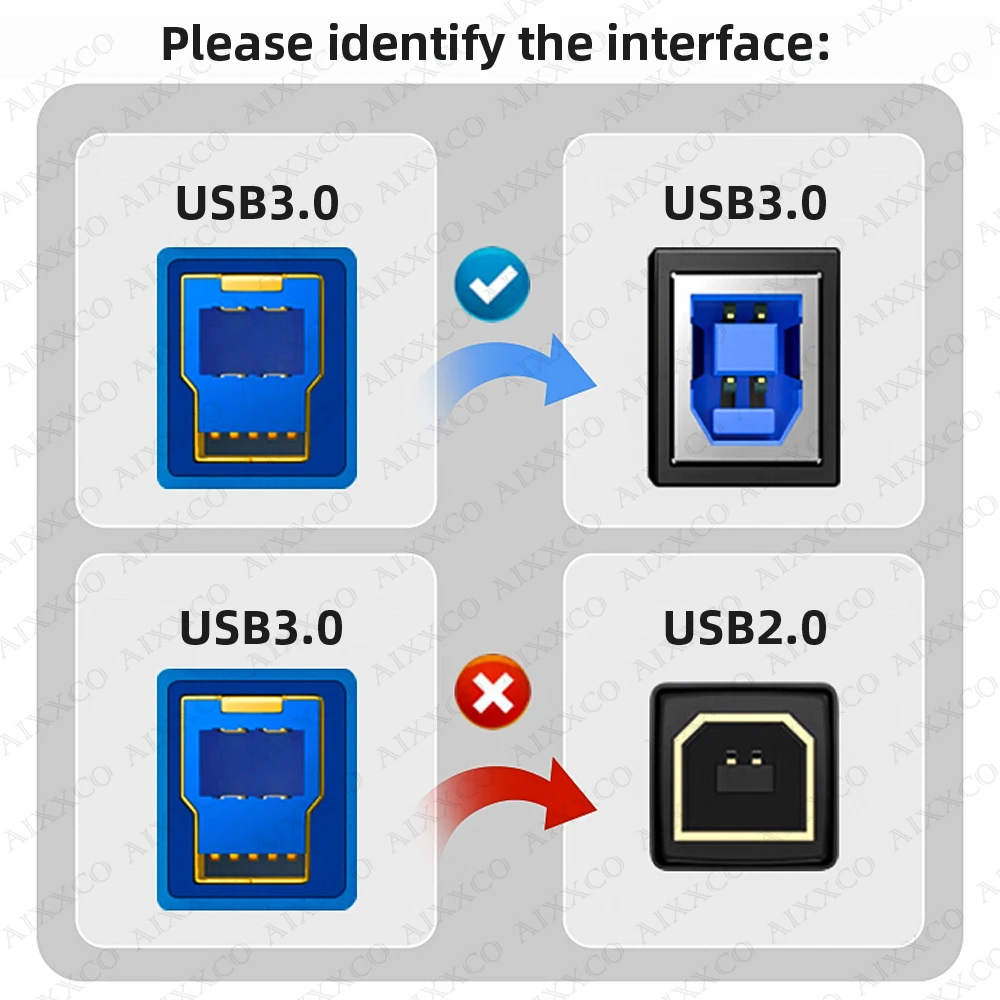 AIXXCO 1M 2M 3M 5M USB 3.0 유형 A - USB3.0 유형 B 프린터 케이블 고속 사각형 포트 데이터 컴퓨터 연결
