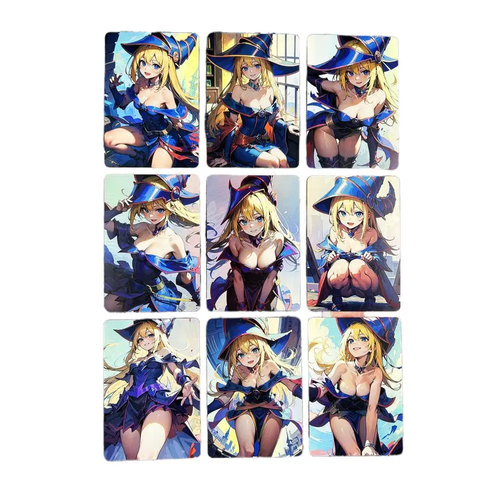 

9Pcs/set Yu Gi Oh Dark Magician Anime Game Characters Self Made Refracted Light Color Flash Collection Cards DIY Gifts