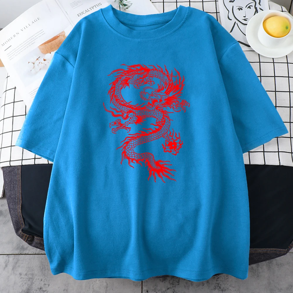 Red Dragon Fashion Street Printed Men T-Shirts Hip Hop