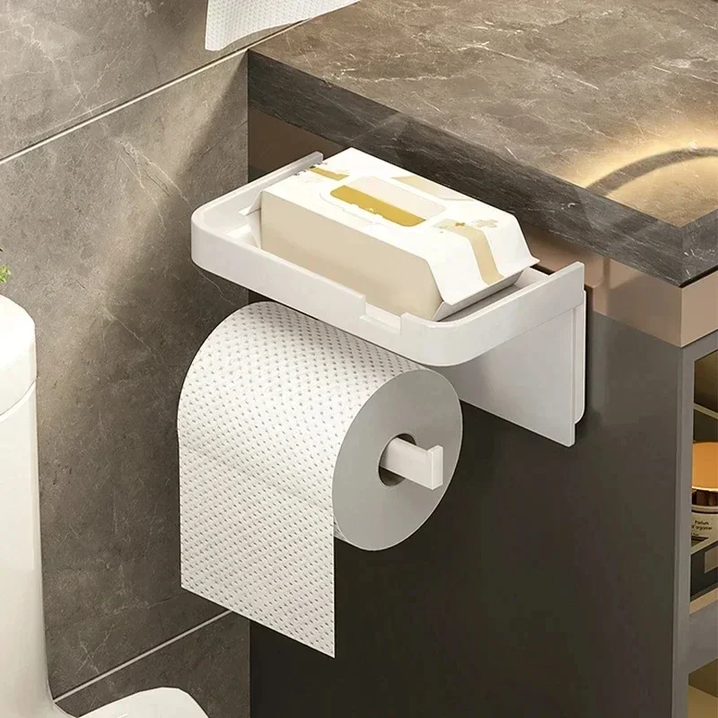 Plastic Steel Toilet Paper Holder Bathroom Wall Mount WC Paper Phone Holder Shelf Towel Roll shelf Accessories Paper Towel Holder Toilet Paper Holder Toilet Paper Rack Toilet Roll Holder Paper Towel Rack