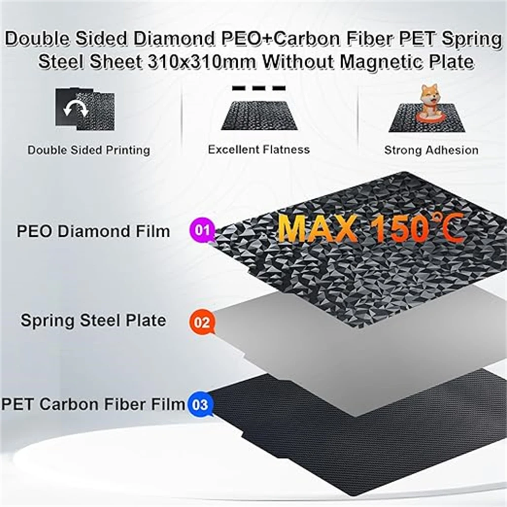 310x310mm Sheet Bed Pei Cr10 310x310 Sheet Heated Bed Magnetic Pei Build Plate Holographic H1H For Artillery Sidewinder X2 3d printer parts 3d printer build plate