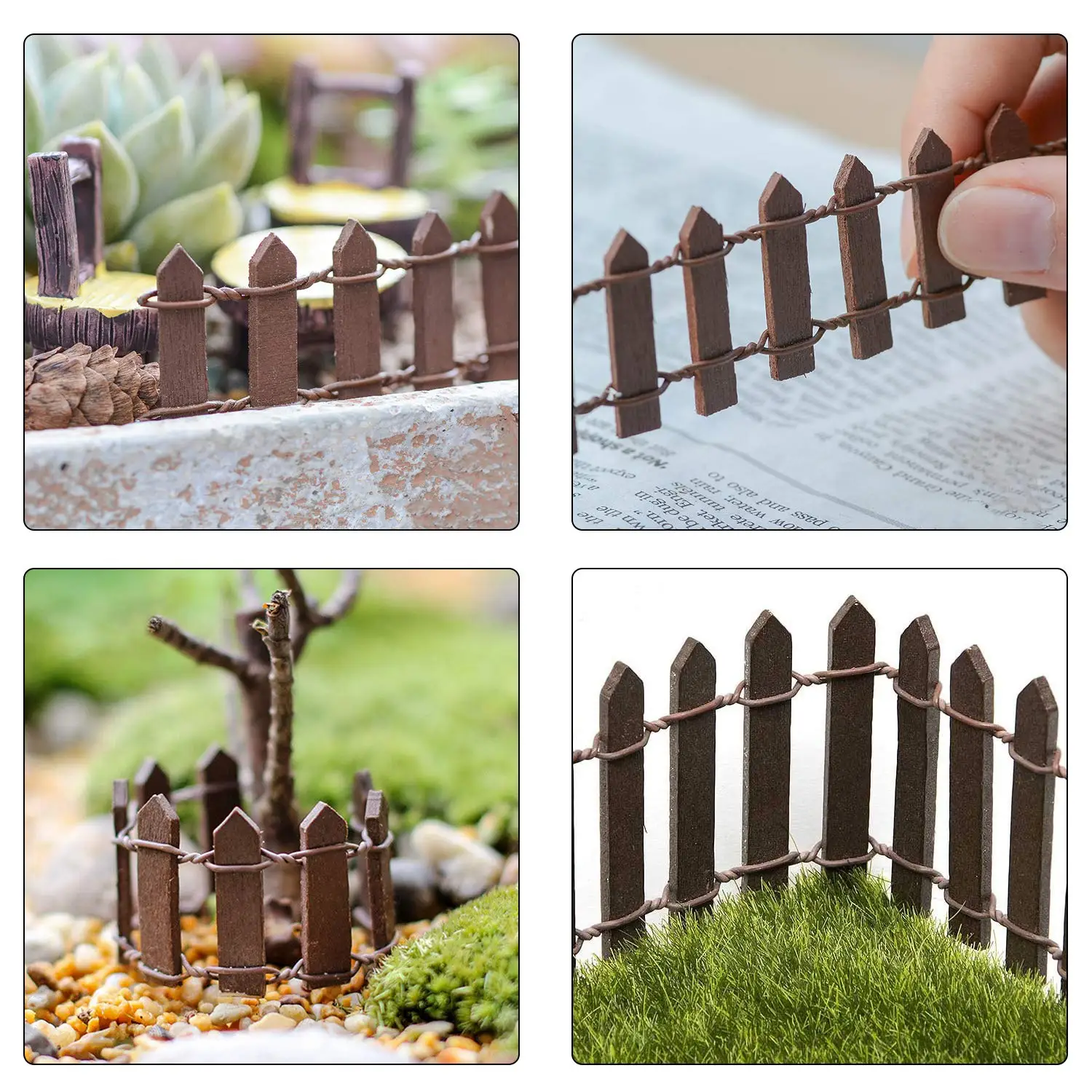 Fairy Garden Fence 90 x 5cm Mini Wooden Fence Miniature DIY Fairy Garden Accessories Wood Barrier Dollhouse Home Craft Decor images - 6