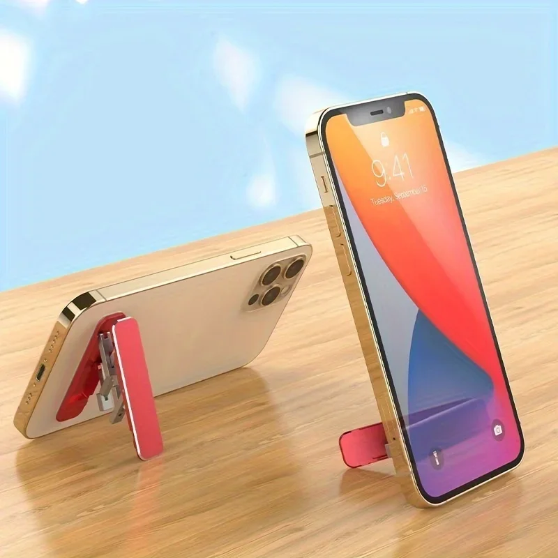 1pc Hot Selling Mini Portable Folding Desktop Phone Holder, Ultra-Thin Paste Integrated Mobile Phone Holder Decoration