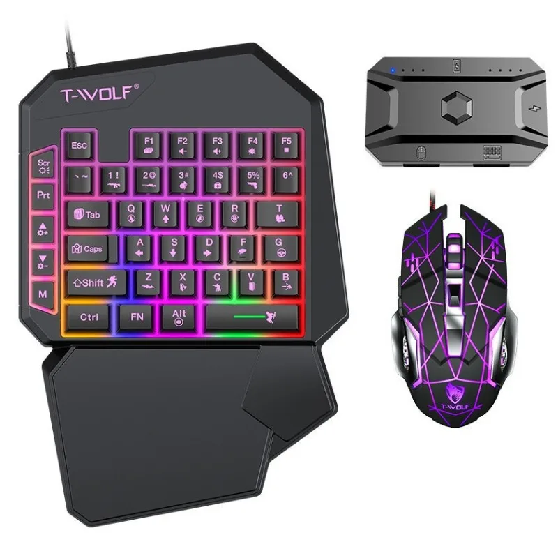 Set 5 in 1, 35 tasti, per uso con una sola mano, mini tastiera da gioco USB ultra sottile con retroilluminazione, cablata, per PC, laptop e desktop._voghion.com