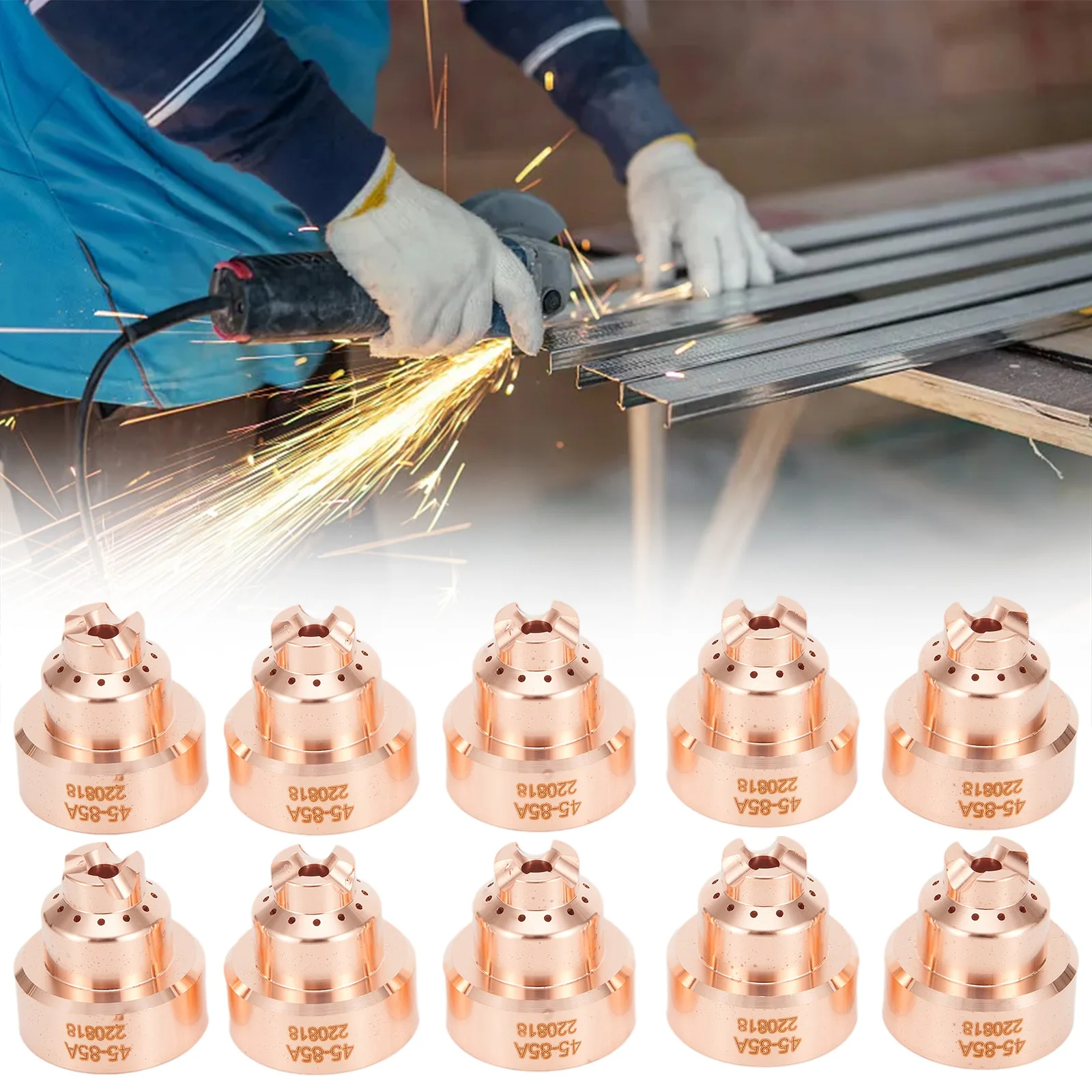 

10Pc 220818 Plasma Cutter Shield For 45XP 65 85 105 Cutting Torch Consumable Brass Shield Plasma Hand Drag Cutting Consumable